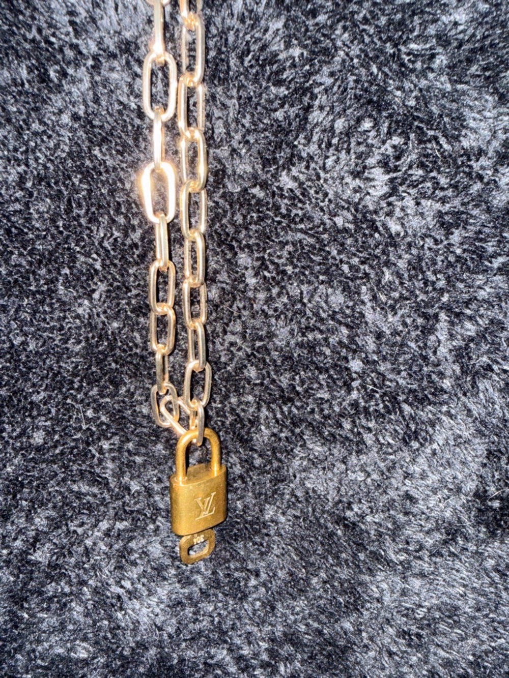 Louis Vuitton Gold Padlock Necklace with Chunky Chain